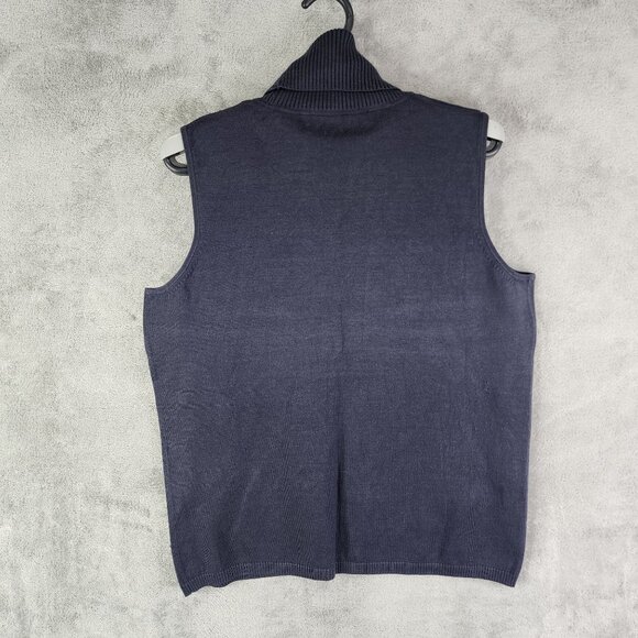 Womens Blue Josephine Chaus Turtleneck Sweater Vest Sleeveless Silk Blend Size M - Picture 5 of 9